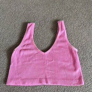 Pink Ribbed Women's Top